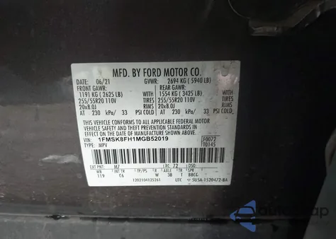 2021 Ford Explorer Limited z USA, uszkodzony, nr VIN 1FMSK8FH1MGB52019